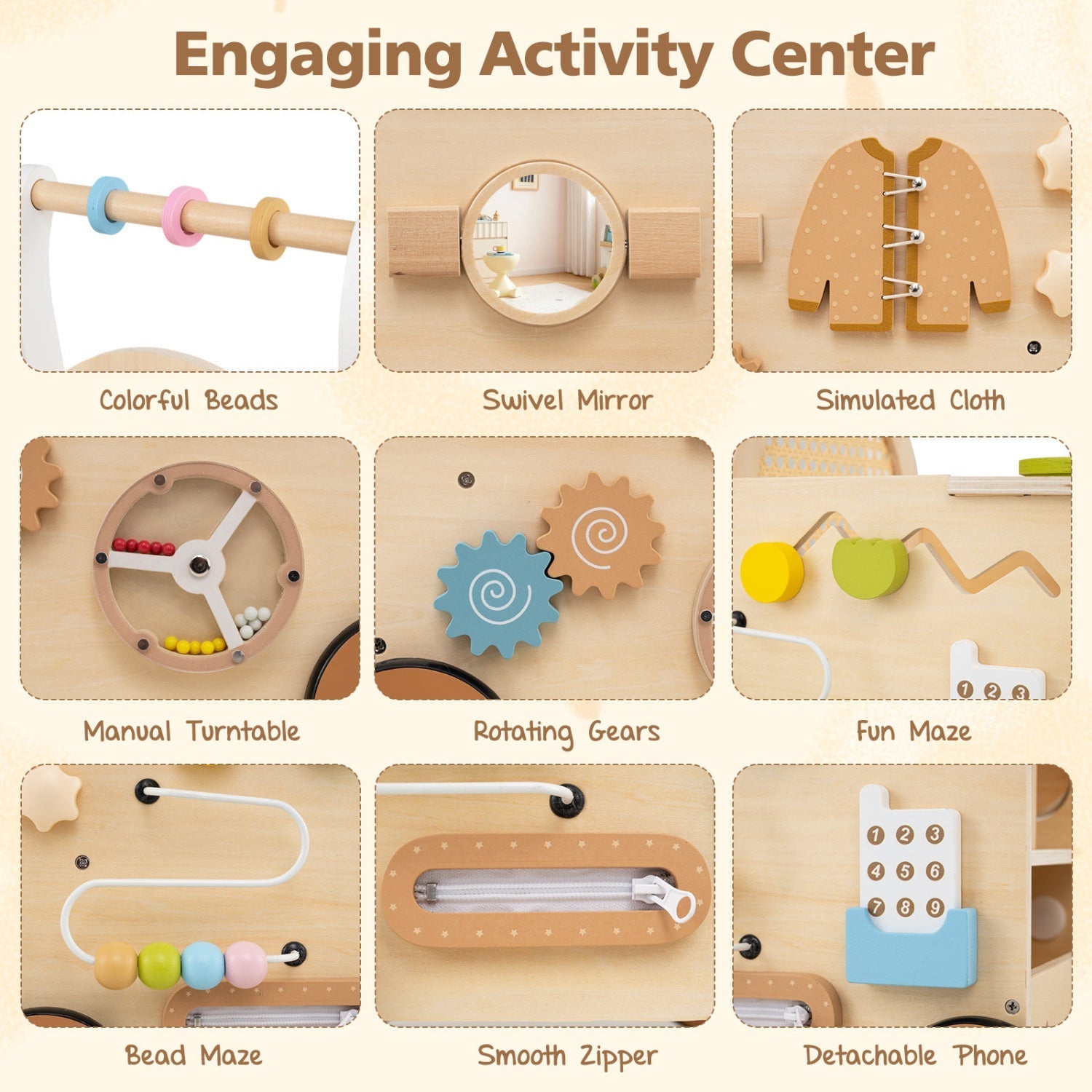 13-in-1 Wooden Push Walker & Activity Center – BrightSprig