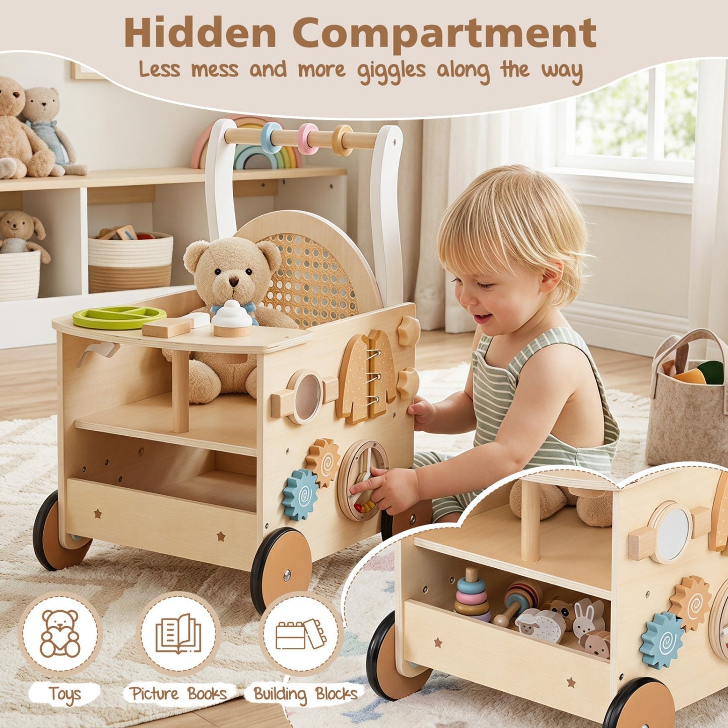 13-in-1 Wooden Push Walker & Activity Center – BrightSprig