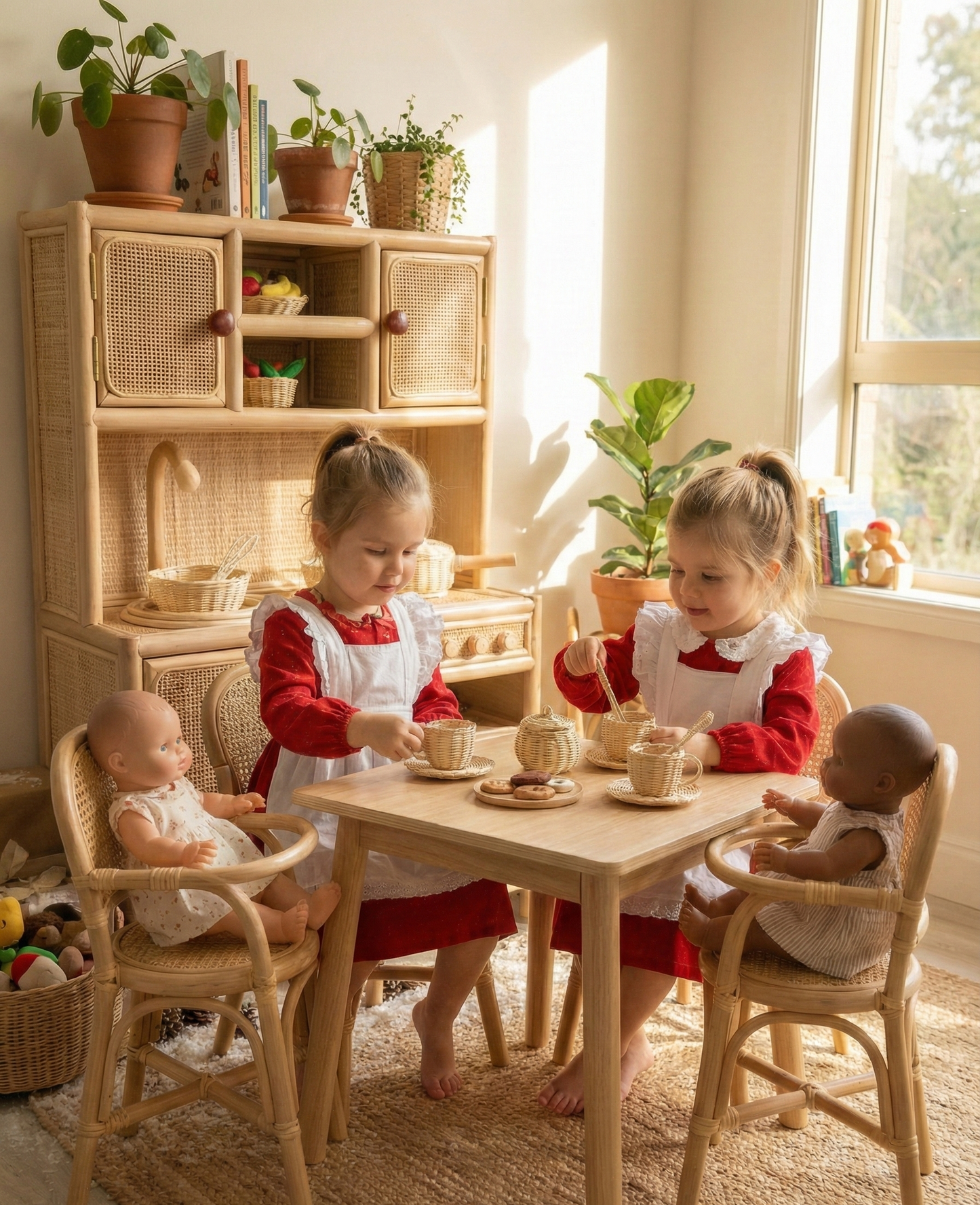Lullaby Rattan Montessori-Style Rattan Play Kitchen | Natural Pretend Play Station with Storage – BrightSprig