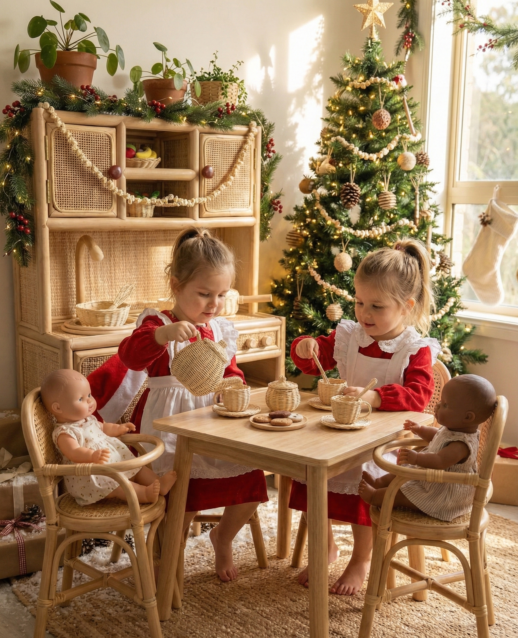 Lullaby Rattan Montessori-Style Rattan Play Kitchen | Natural Pretend Play Station with Storage – BrightSprig