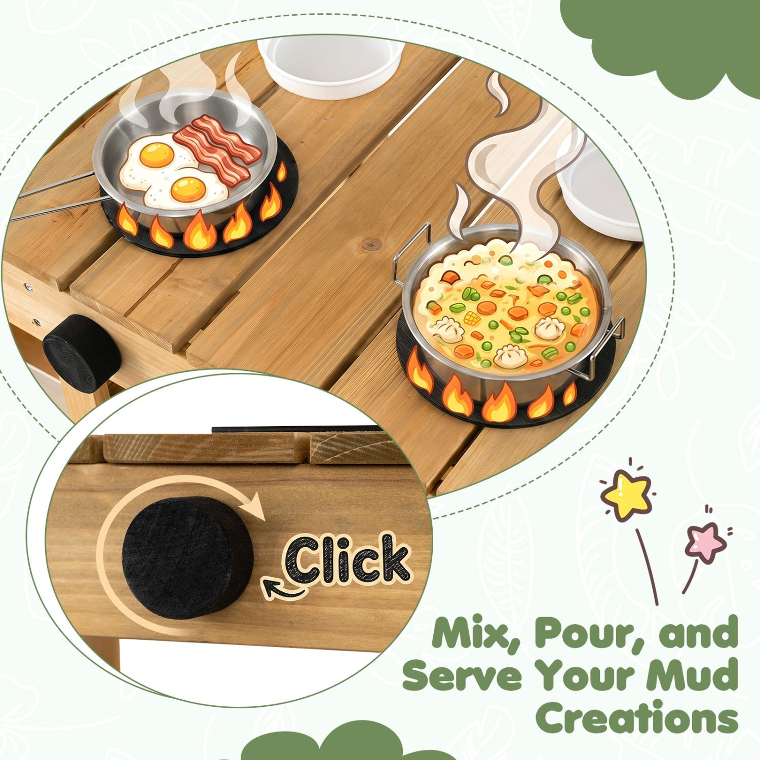Wooden Mud Kitchen with Planter Box for Kids – BrightSprig