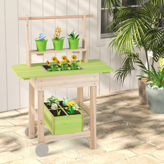 Kids Mud Kitchen with Removable Pots and Planting Trough – BrightSprig