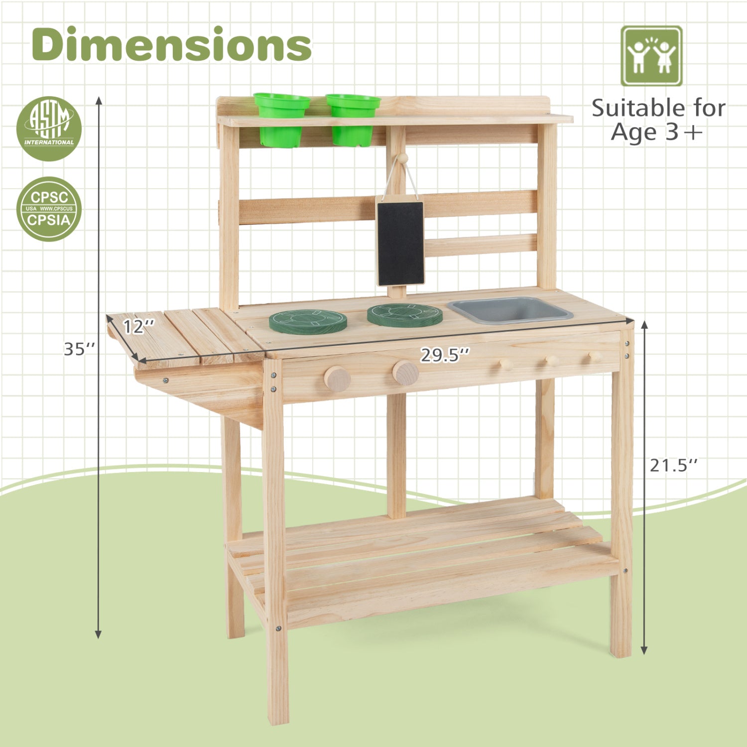 Kids Play Kitchen Set Wooden Kitchen Playset with Stoves for Boys Girls 3+ – BrightSprig