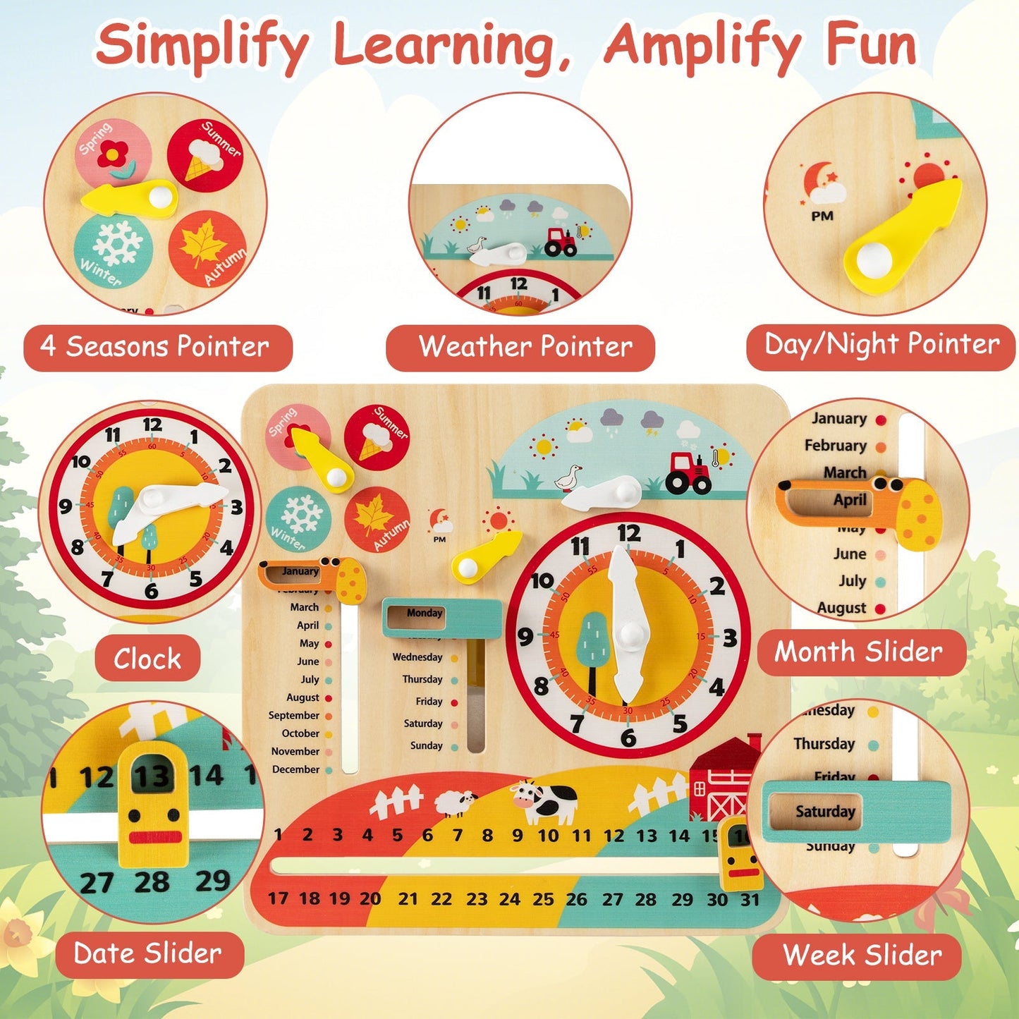 Wooden Montessori Learning Clock – BrightSprig