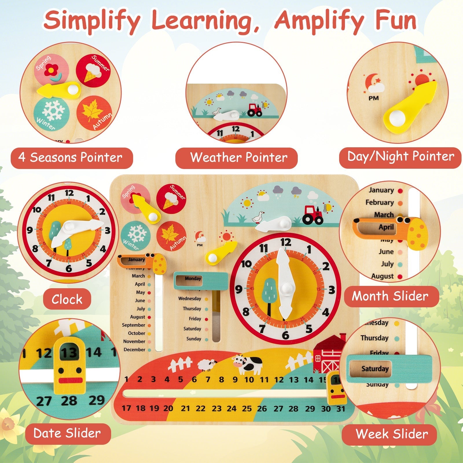 Wooden Montessori Learning Clock – BrightSprig