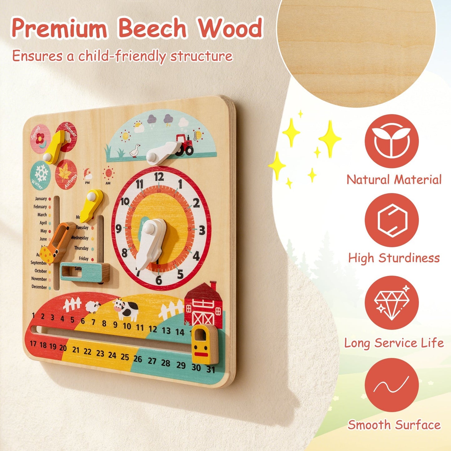 Wooden Montessori Learning Clock – BrightSprig