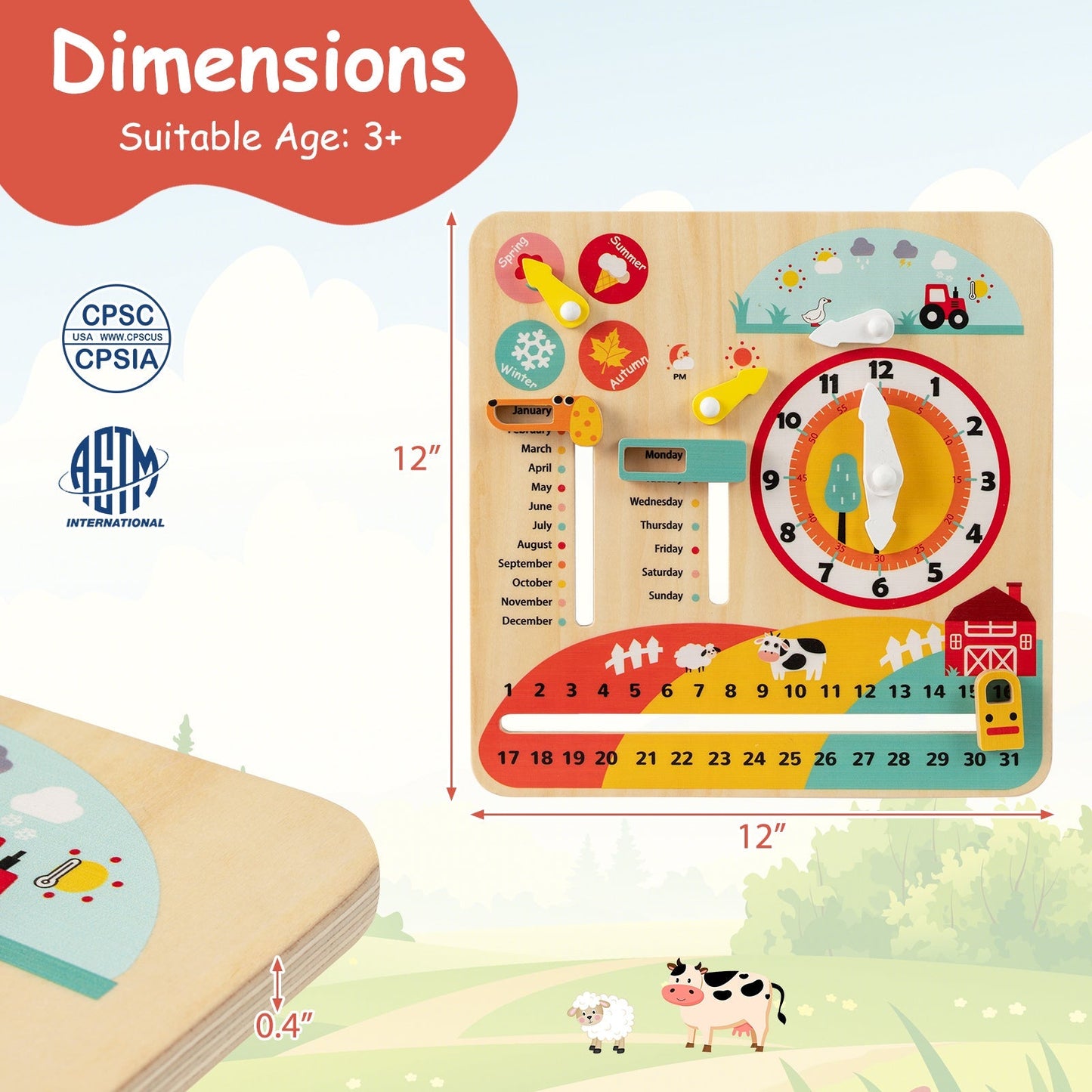 Wooden Montessori Learning Clock – BrightSprig