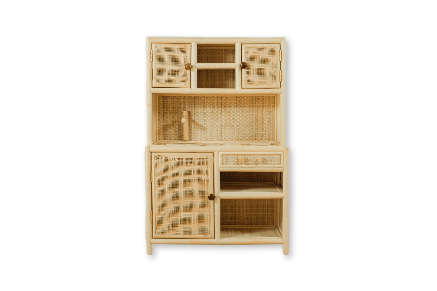 Lullaby Rattan Montessori-Style Rattan Play Kitchen | Natural Pretend Play Station with Storage – BrightSprig