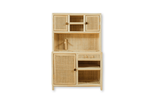 Lullaby Rattan Montessori-Style Rattan Play Kitchen | Natural Pretend Play Station with Storage – BrightSprig