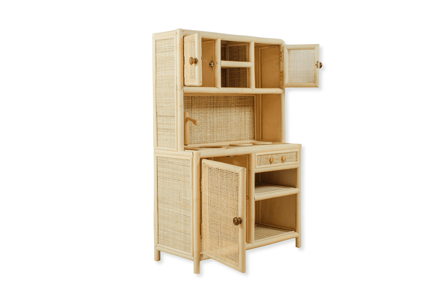 Lullaby Rattan Montessori-Style Rattan Play Kitchen | Natural Pretend Play Station with Storage – BrightSprig
