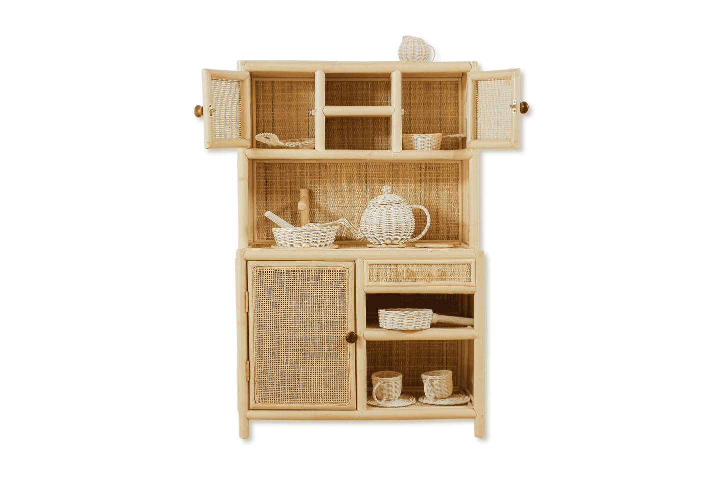 Lullaby Rattan Montessori-Style Rattan Play Kitchen | Natural Pretend Play Station with Storage – BrightSprig
