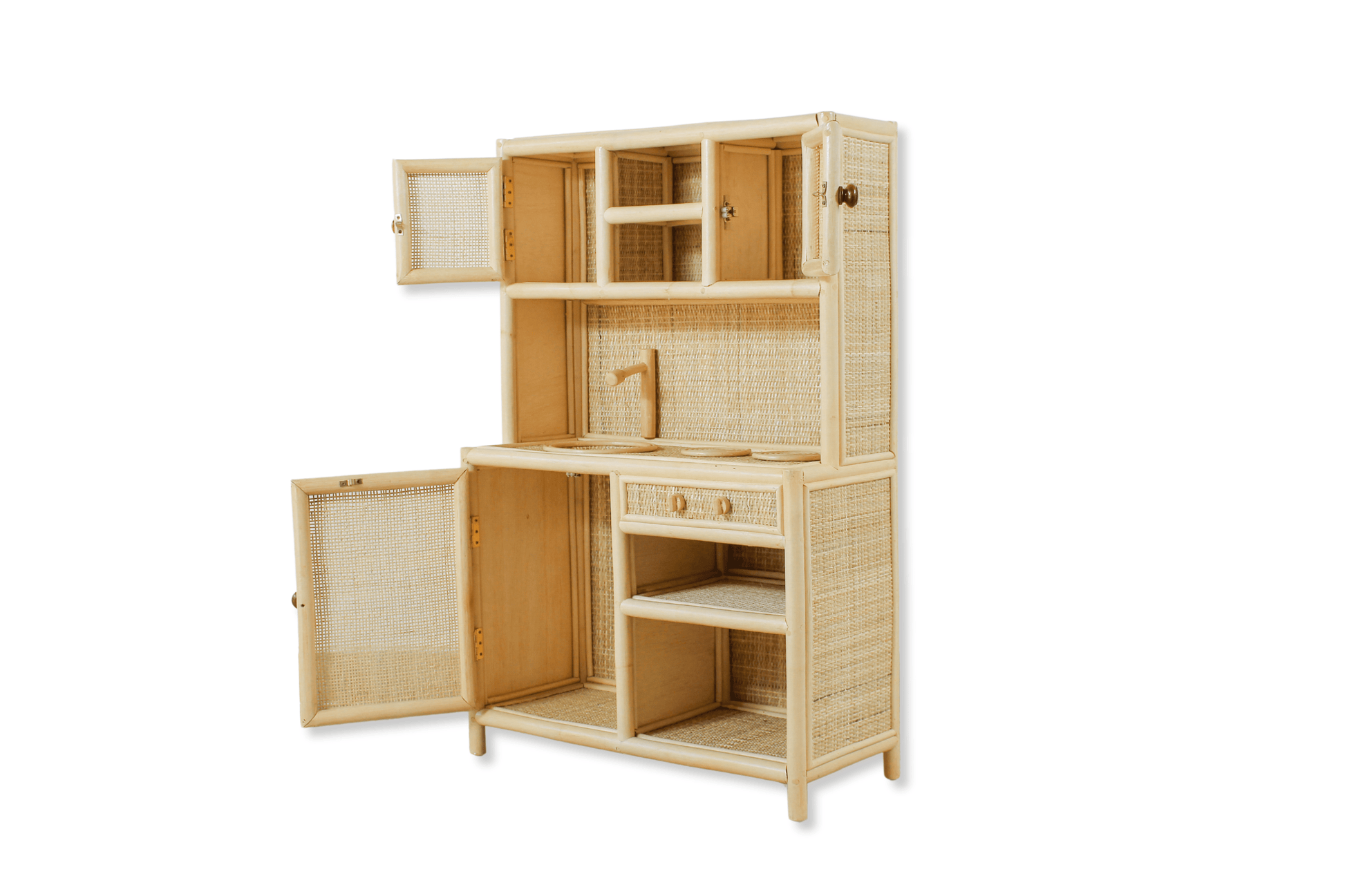 Lullaby Rattan Montessori-Style Rattan Play Kitchen | Natural Pretend Play Station with Storage – BrightSprig