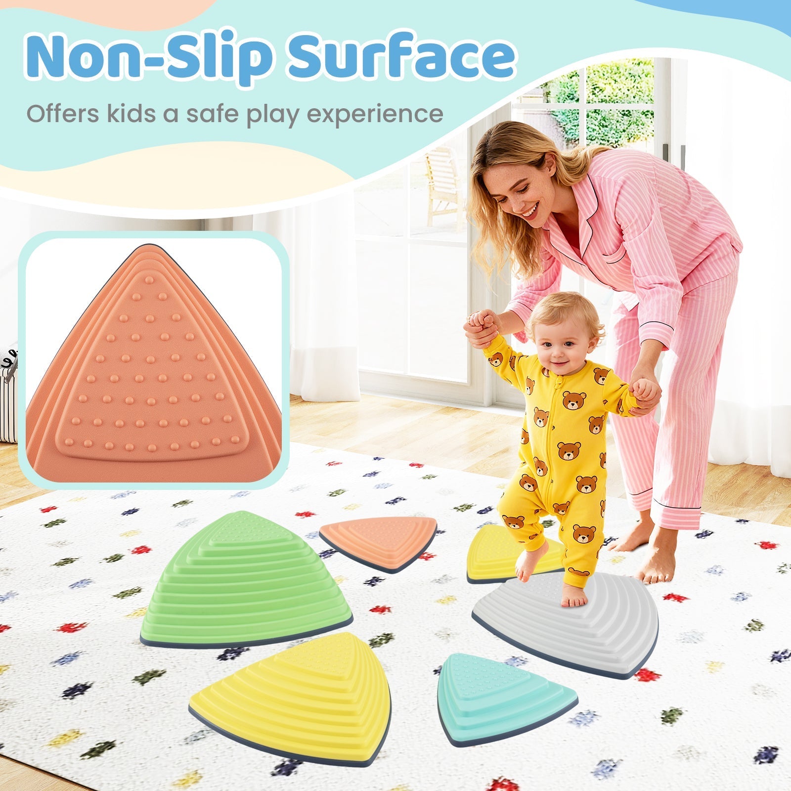Set of 11 Stepping Stones for Kids Non-Slip Balance Stones with Storage Bag – BrightSprig