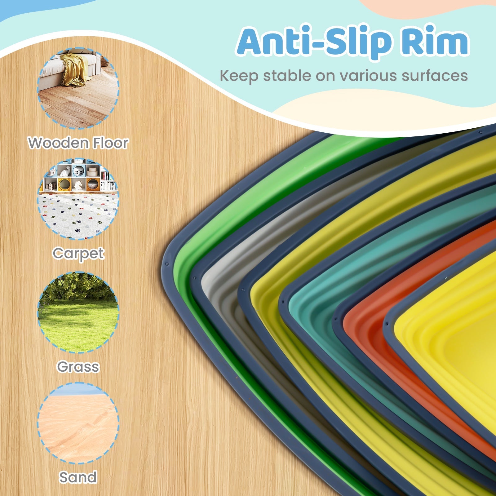 Set of 11 Stepping Stones for Kids Non-Slip Balance Stones with Storage Bag – BrightSprig