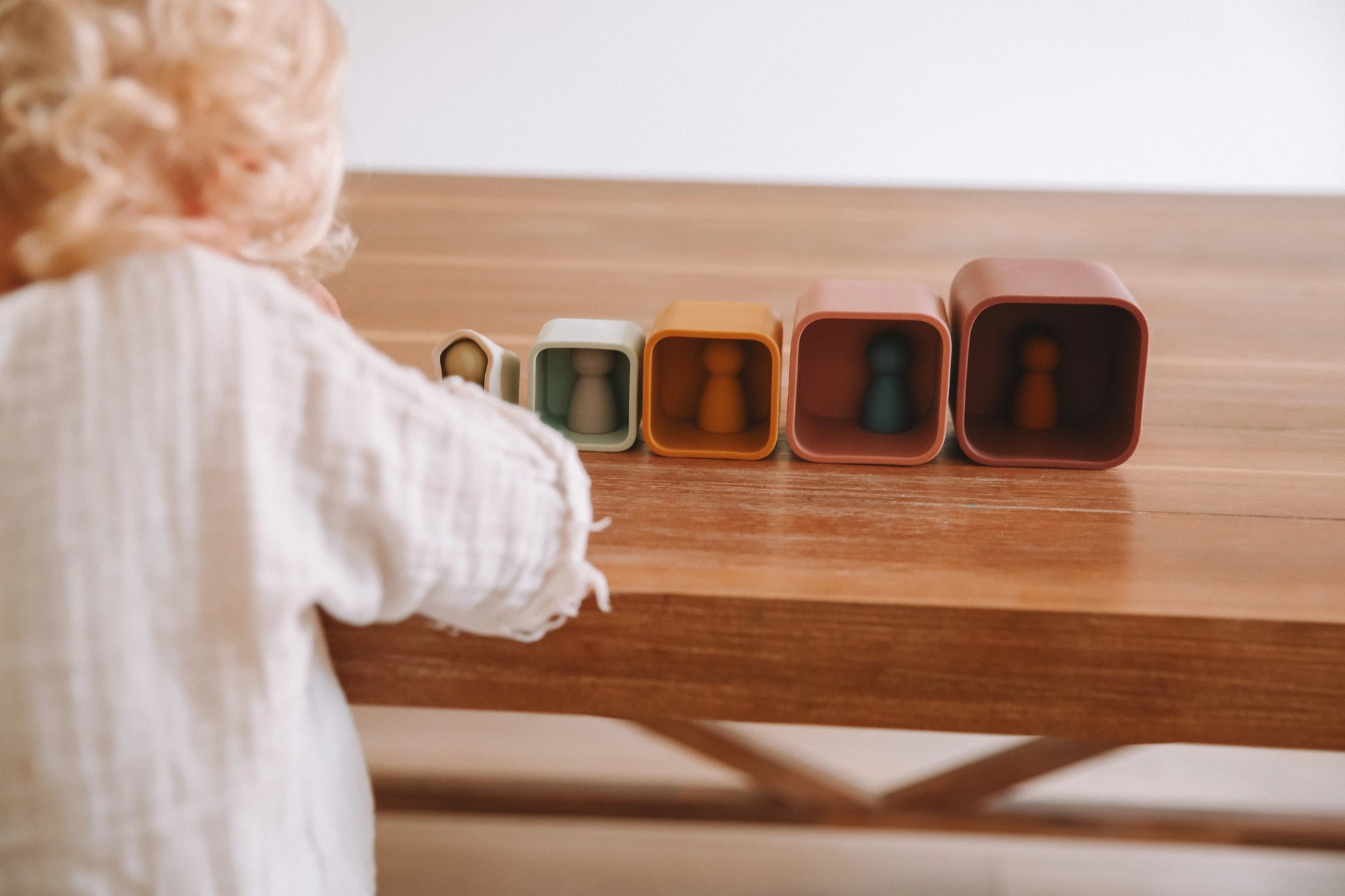 LYTL Silicone Stacking Cups – Set of 5 in use