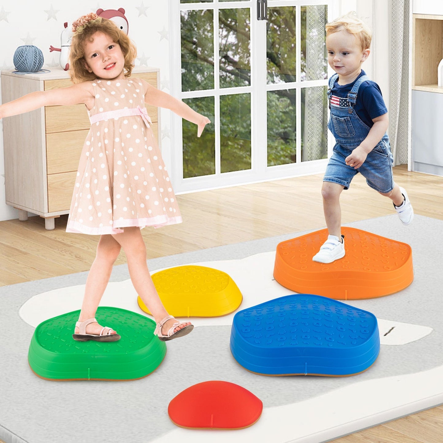 Stepping Stones for Kids 5 PCS Non-Slip Balance Stones with Storage Bag – BrightSprig
