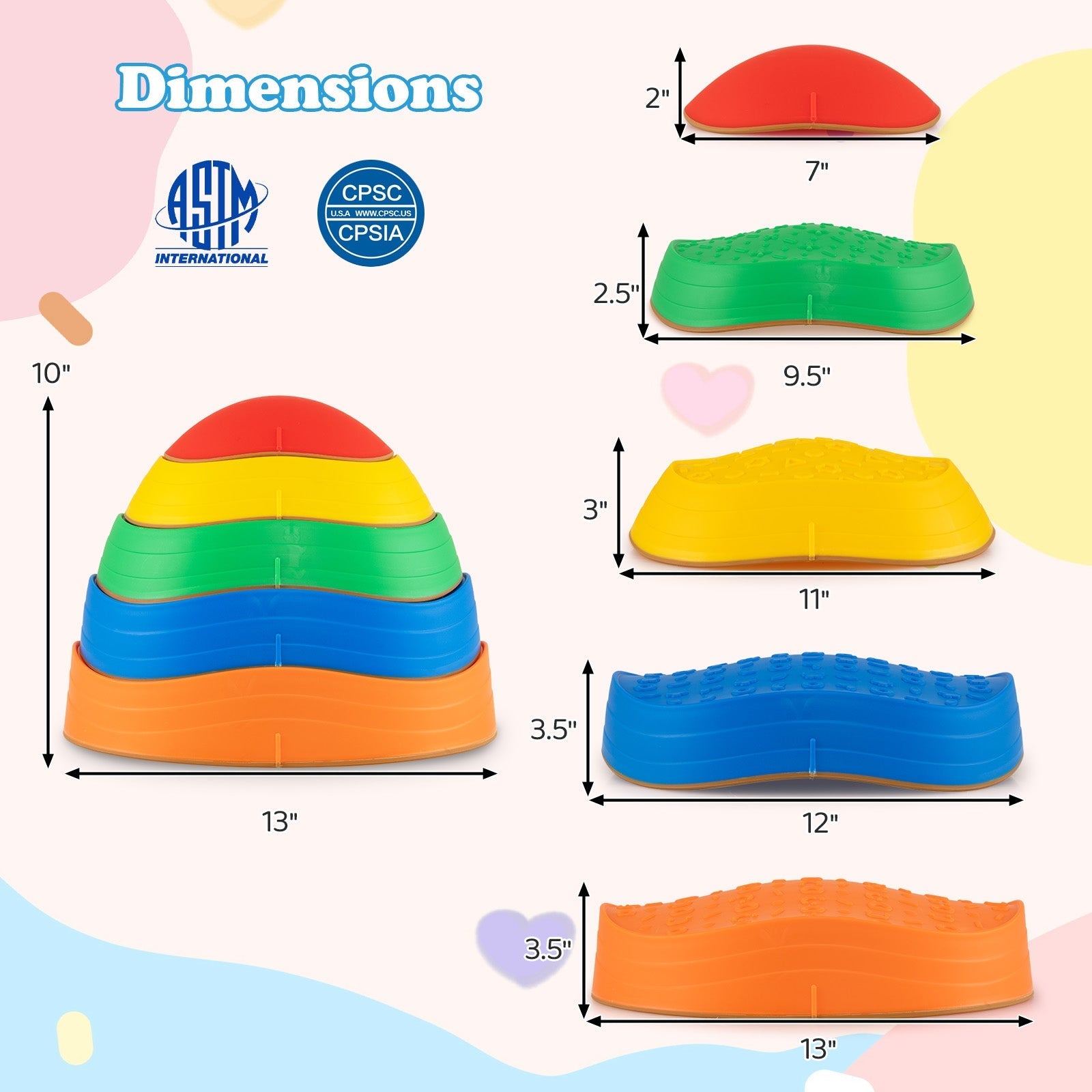 Stepping Stones for Kids 5 PCS Non-Slip Balance Stones with Storage Bag – BrightSprig