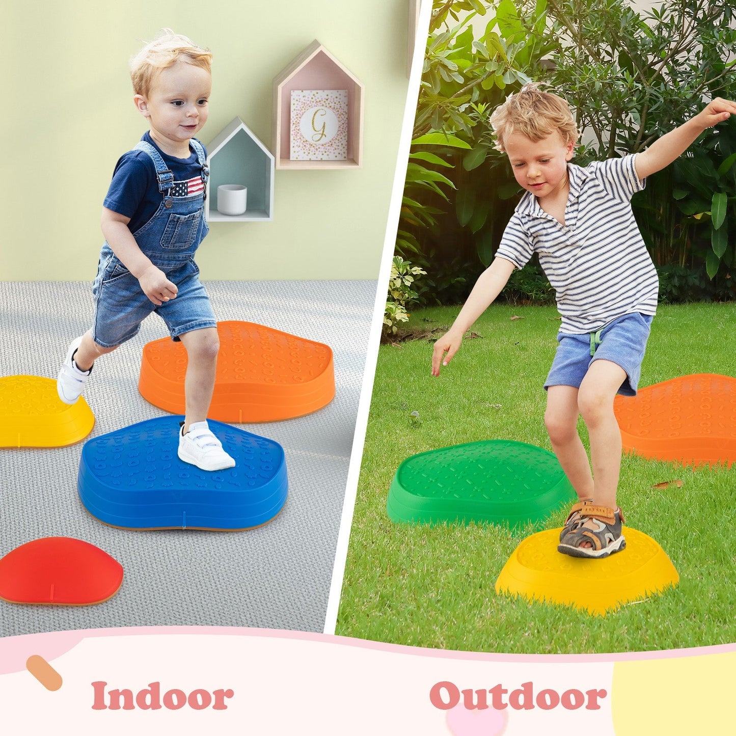 Stepping Stones for Kids 5 PCS Non-Slip Balance Stones with Storage Bag – BrightSprig