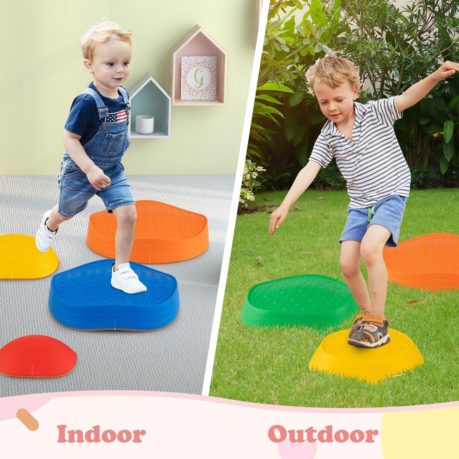 Stepping Stones for Kids 5 PCS Non-Slip Balance Stones with Storage Bag – BrightSprig