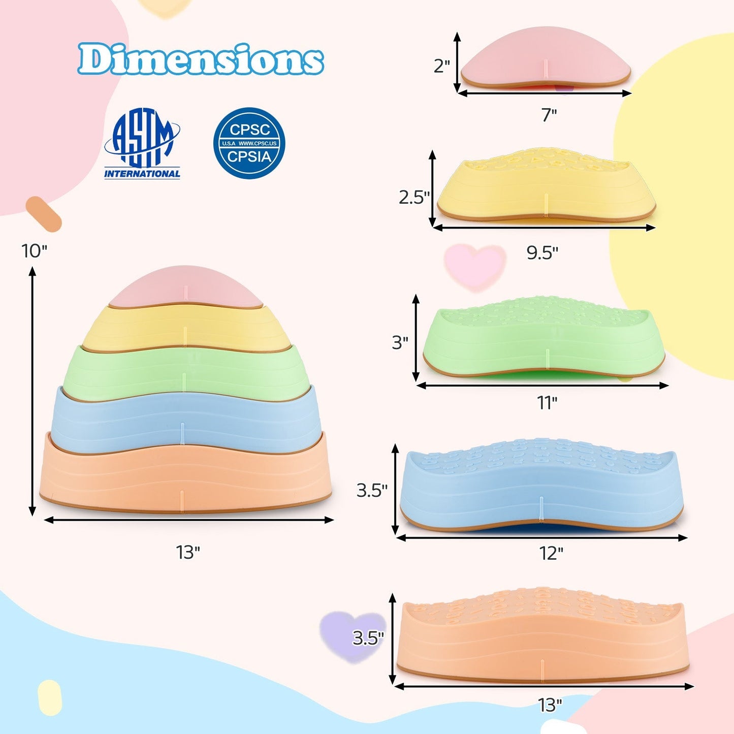 Stepping Stones for Kids 5 PCS Non-Slip Balance Stones with Storage Bag – BrightSprig