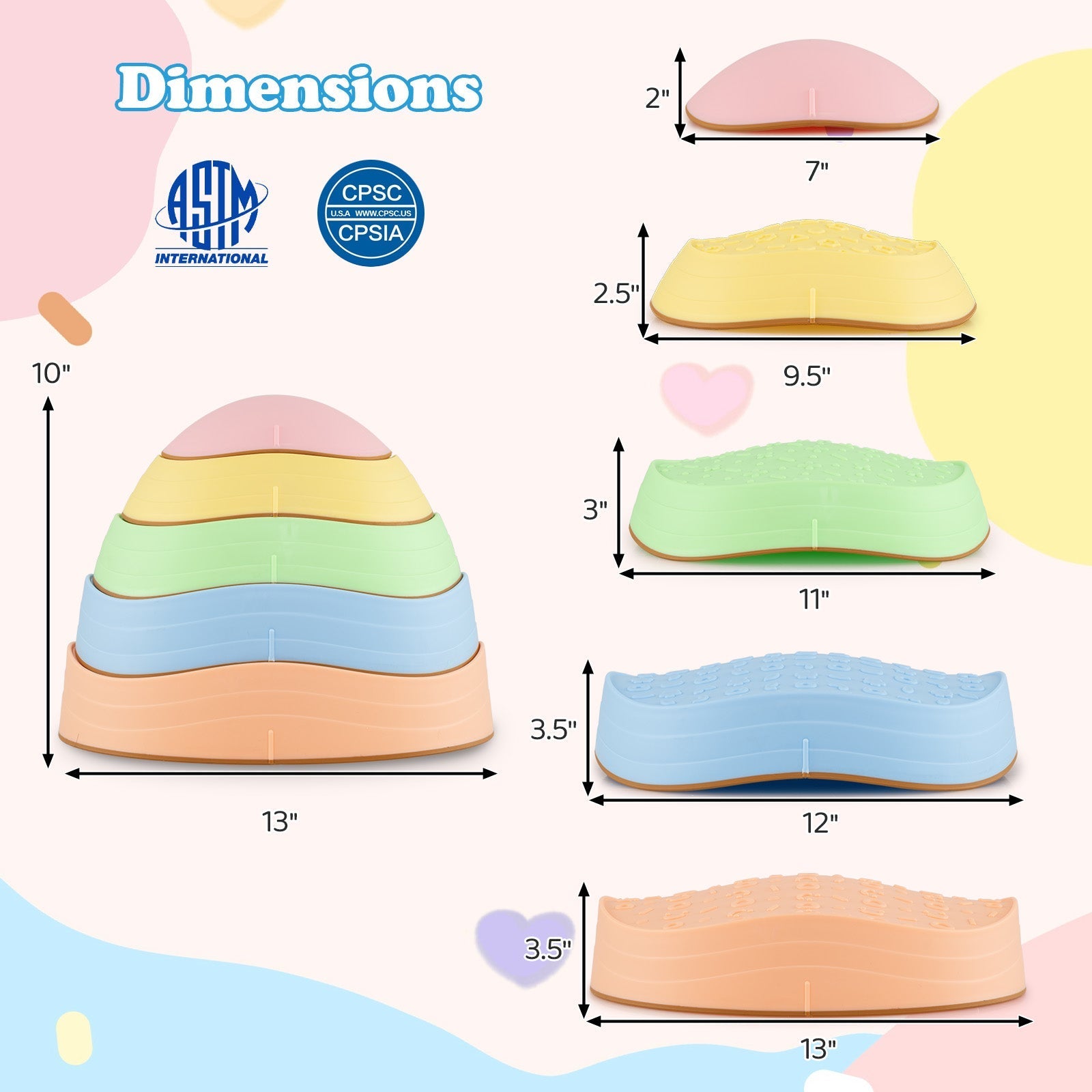 Stepping Stones for Kids 5 PCS Non-Slip Balance Stones with Storage Bag – BrightSprig