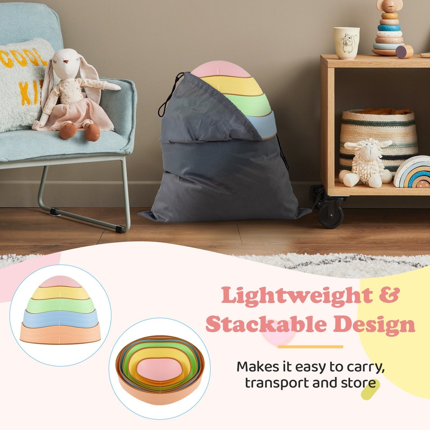 Stepping Stones for Kids 5 PCS Non-Slip Balance Stones with Storage Bag – BrightSprig