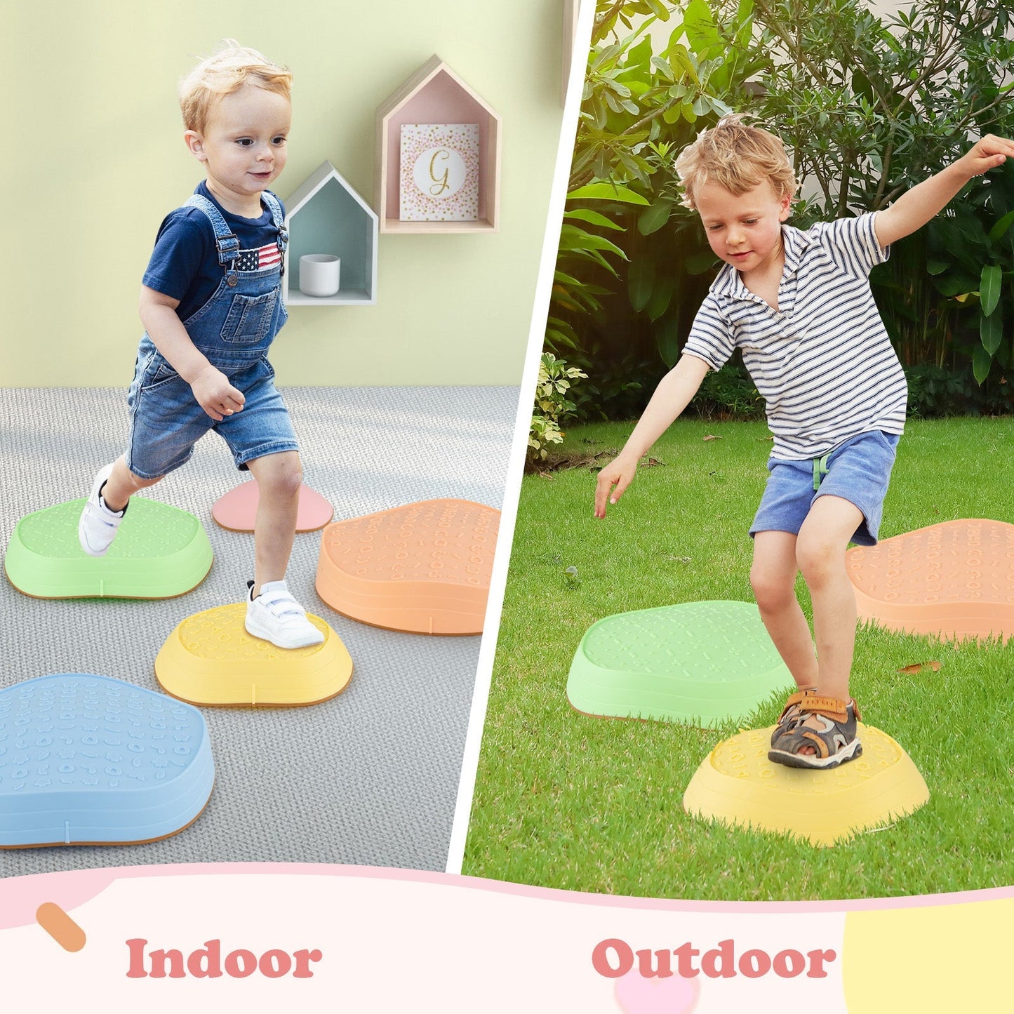 Stepping Stones for Kids 5 PCS Non-Slip Balance Stones with Storage Bag – BrightSprig