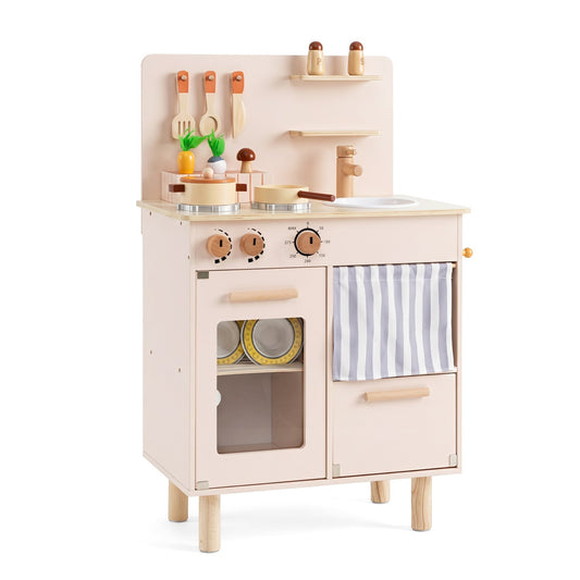 Wooden Play Kitchen Set for Kids with Stove, Sink & Faucet – BrightSprig
