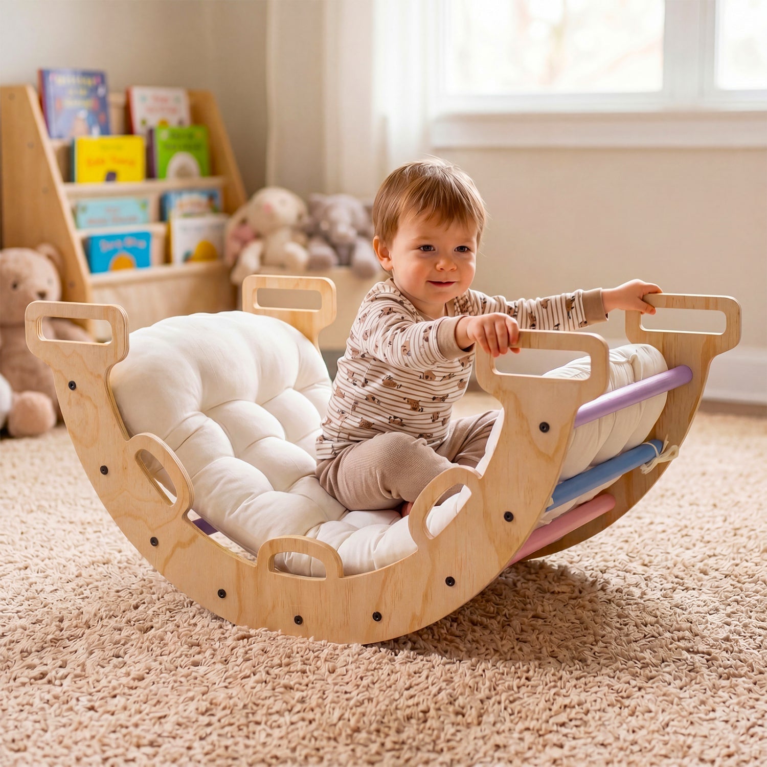 3-in-1 Wooden Montessori Climbing Arch & Rocker – BrightSprig