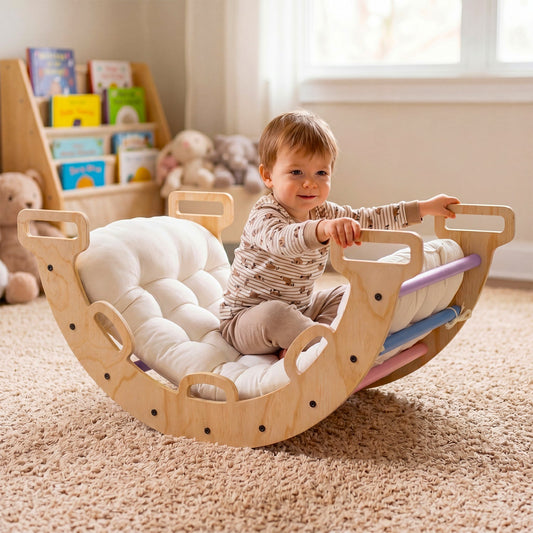 3-in-1 Wooden Montessori Climbing Arch & Rocker – BrightSprig