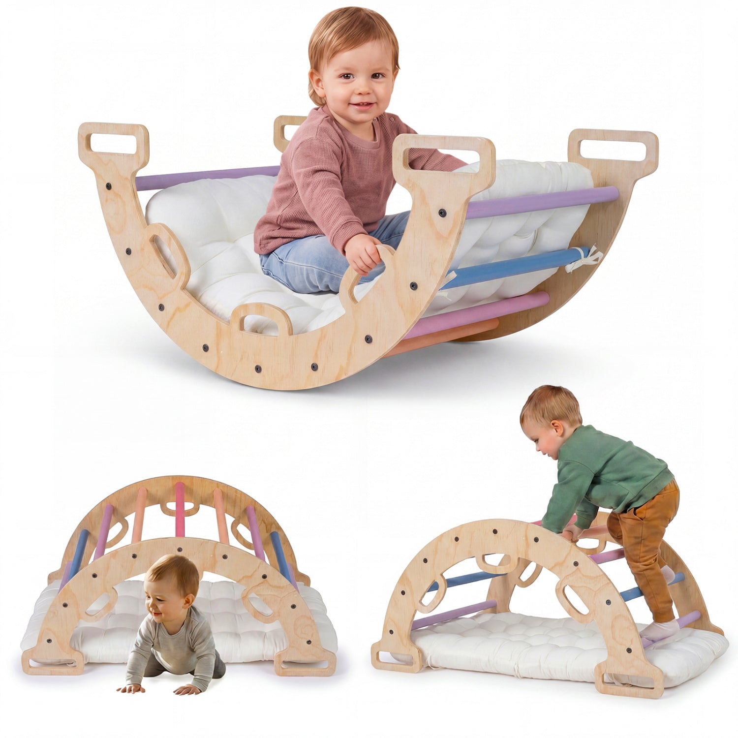 3-in-1 Wooden Montessori Climbing Arch & Rocker – BrightSprig