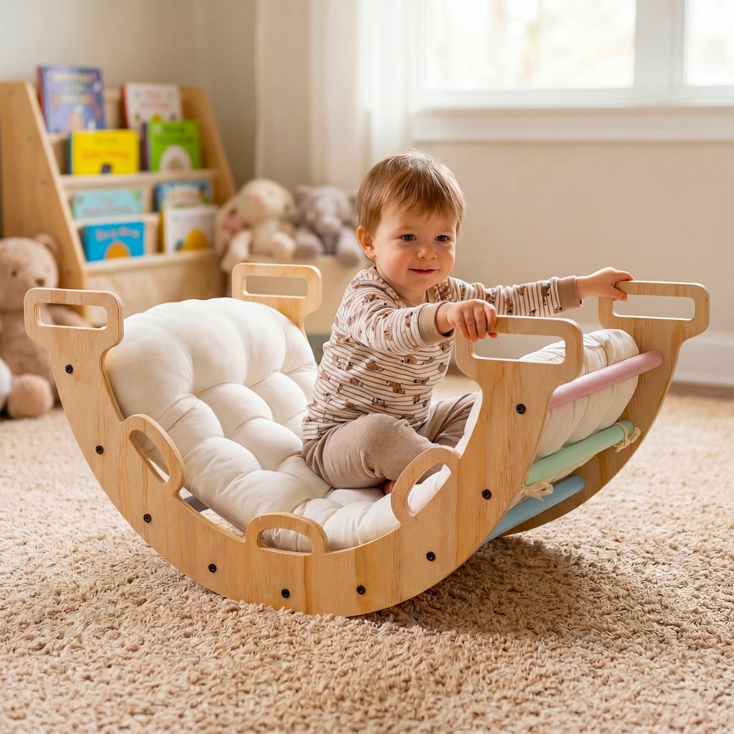 3-in-1 Wooden Montessori Climbing Arch & Rocker – BrightSprig