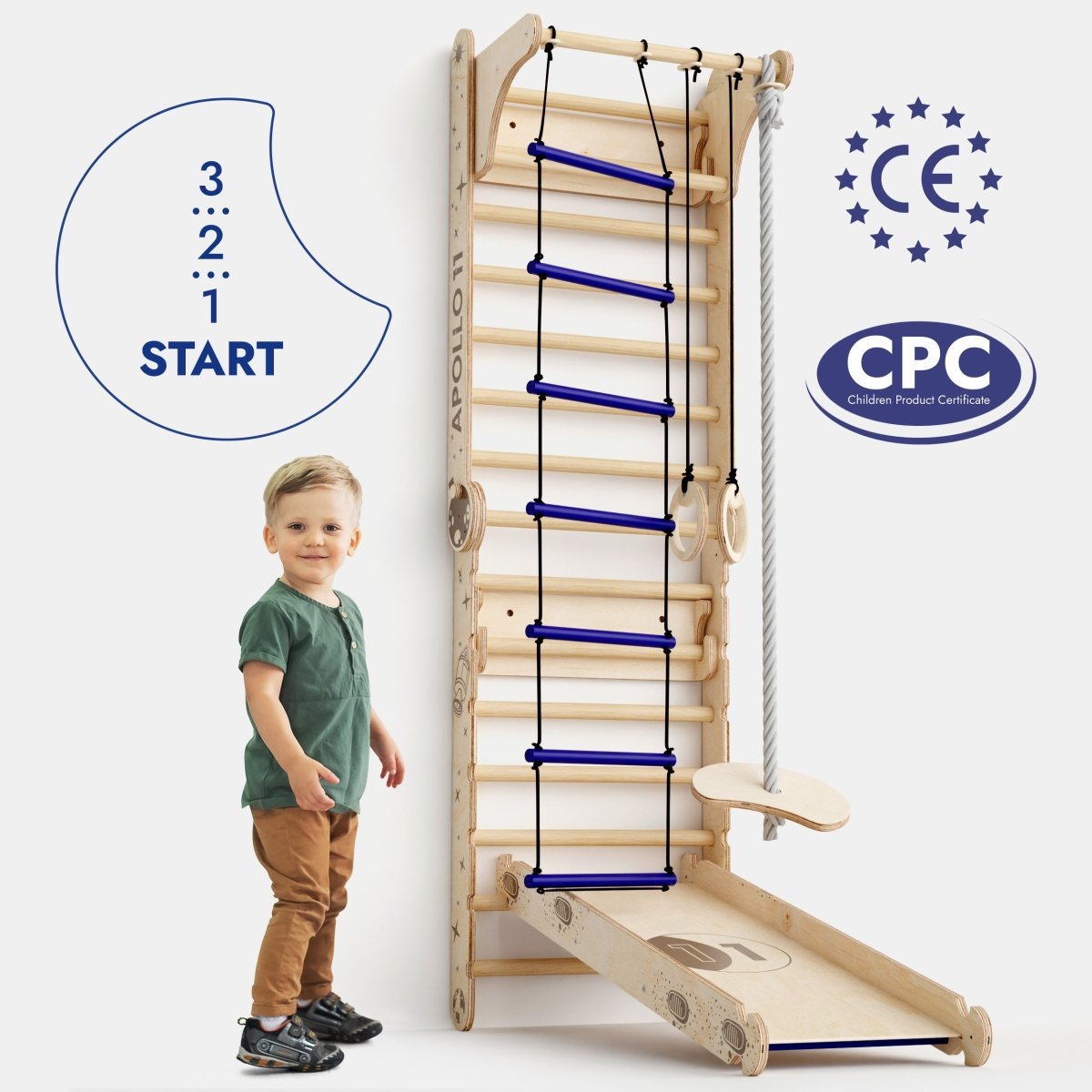Goodevas Apollo Swedish Wall Climbing Set with Moon Swing & Slide by Goodevas – BrightSprig