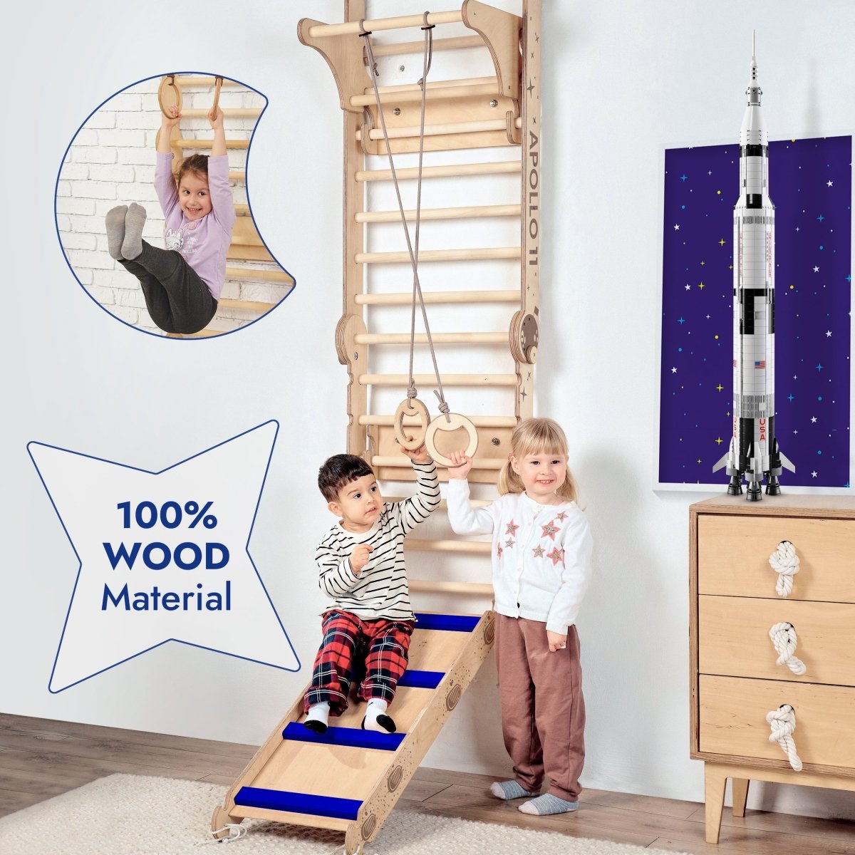 Goodevas Apollo Swedish Wall Climbing Set with Moon Swing & Slide by Goodevas – BrightSprig