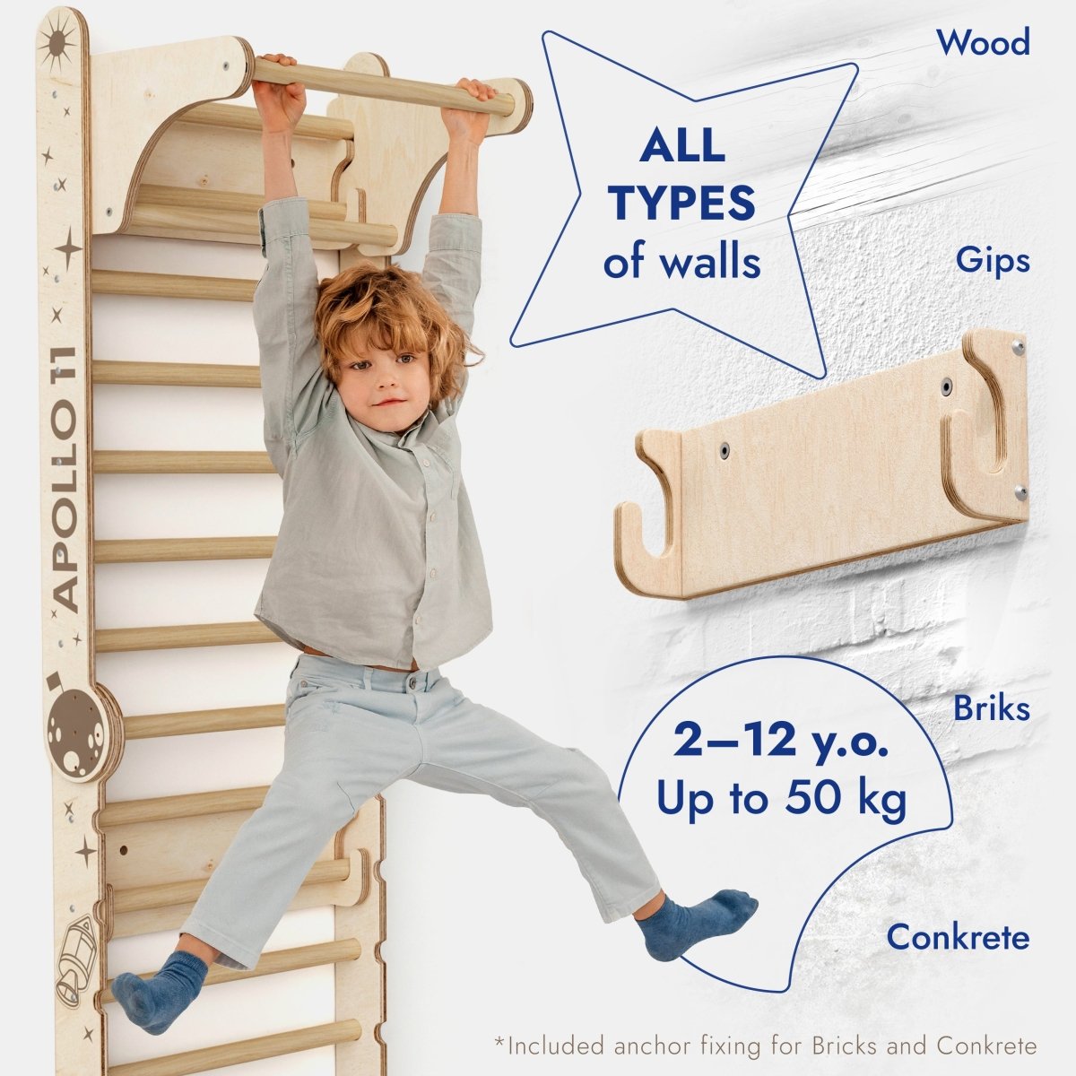 Goodevas Apollo Swedish Wall Climbing Set with Moon Swing & Slide by Goodevas – BrightSprig