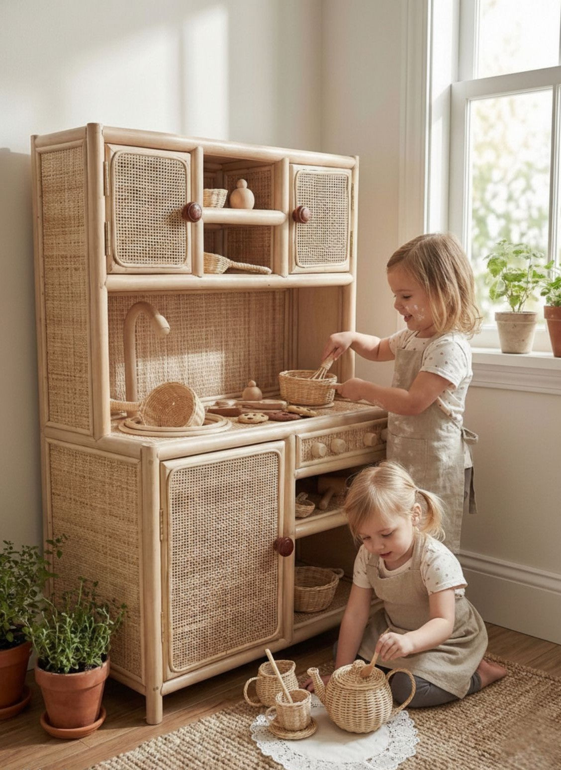 Lullaby Rattan Wicker Tea Party Play Set – BrightSprig