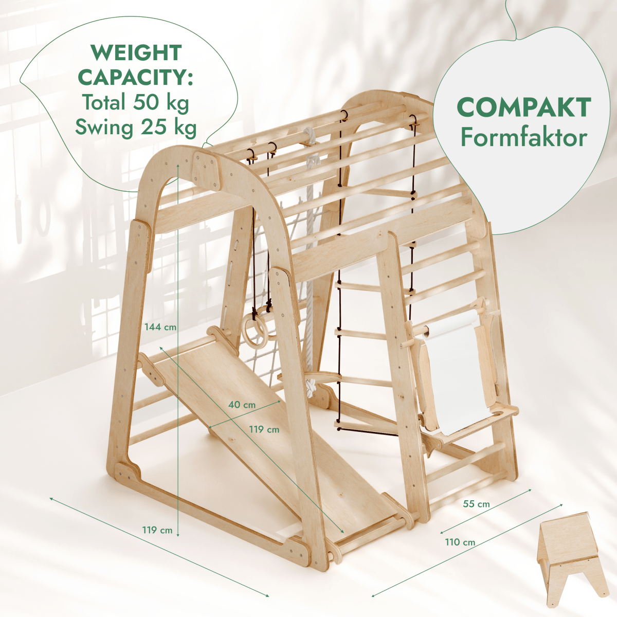 Goodevas 7-in-1 Indoor Playground with Swings, Slide & Art Set by Goodevas – BrightSprig