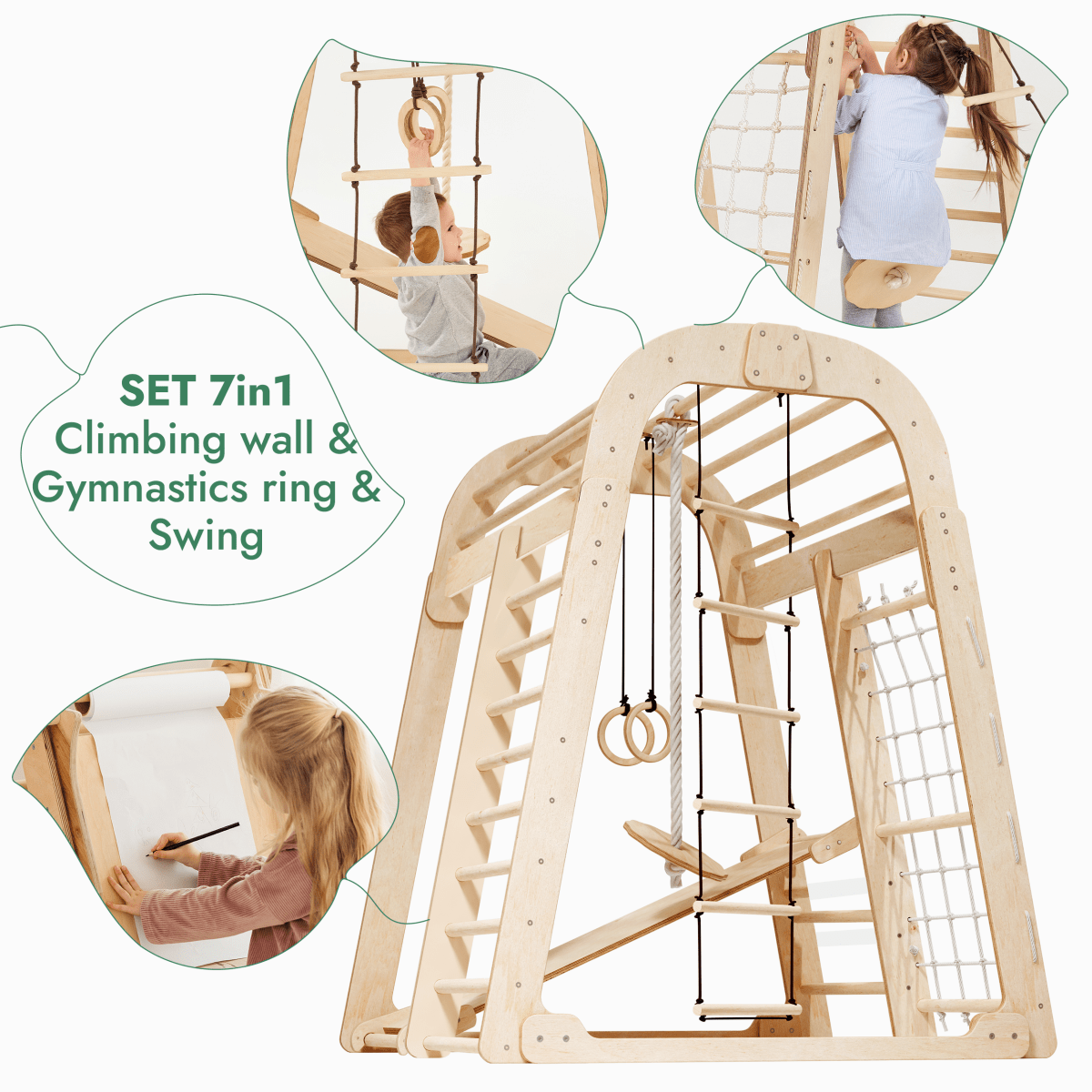 Goodevas 7-in-1 Indoor Playground with Swings, Slide & Art Set by Goodevas – BrightSprig