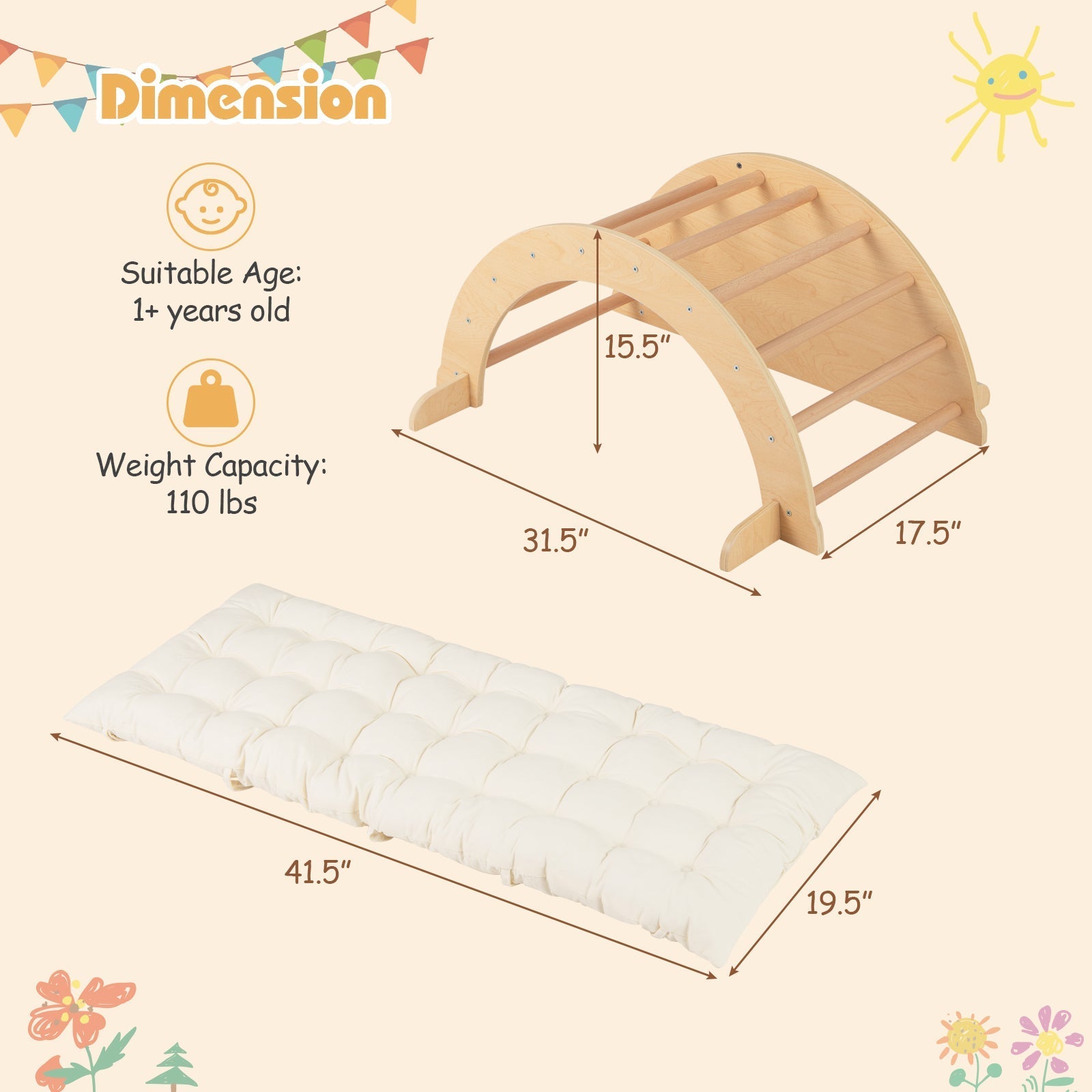 Montessori Climbing Arch & Rocker with Cushion – BrightSprig