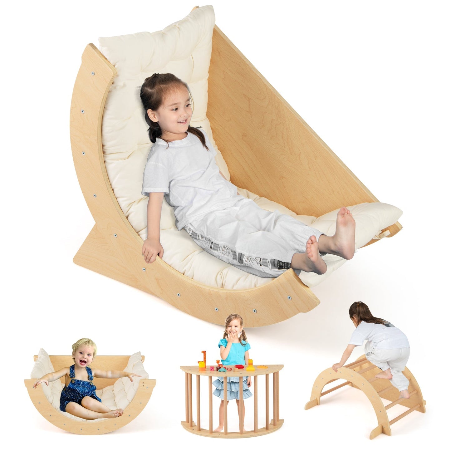 Montessori Climbing Arch & Rocker with Cushion – BrightSprig