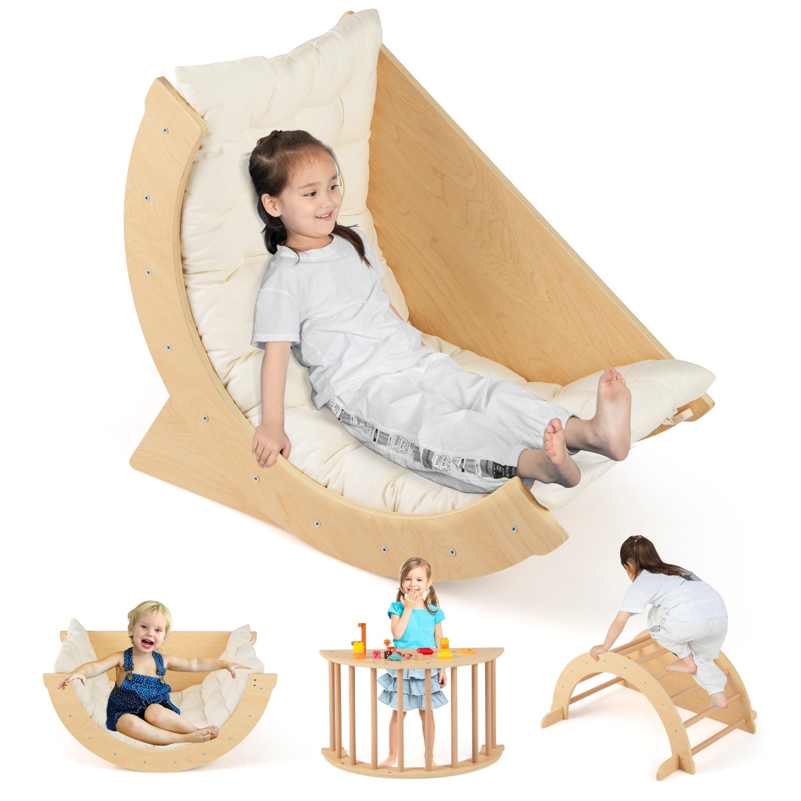 Montessori Climbing Arch & Rocker with Cushion – BrightSprig