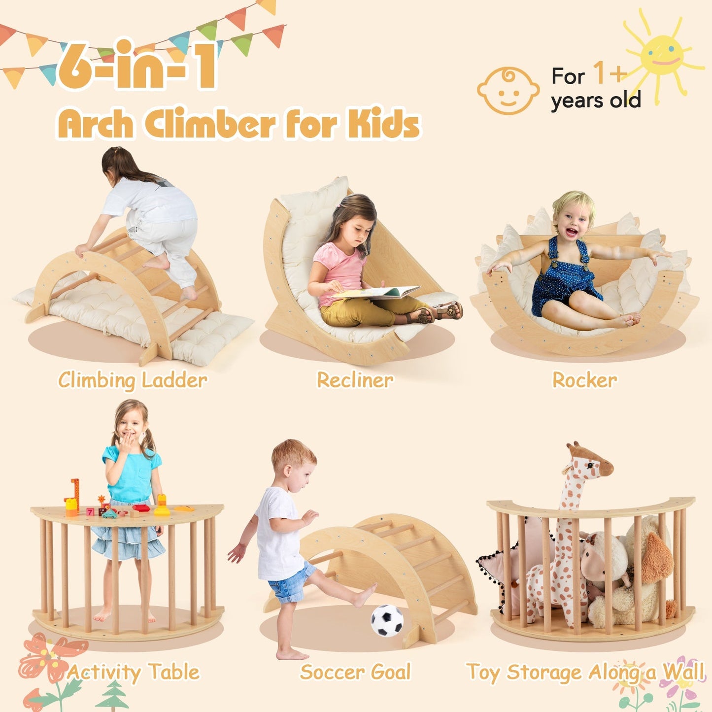 Montessori Climbing Arch & Rocker with Cushion – BrightSprig