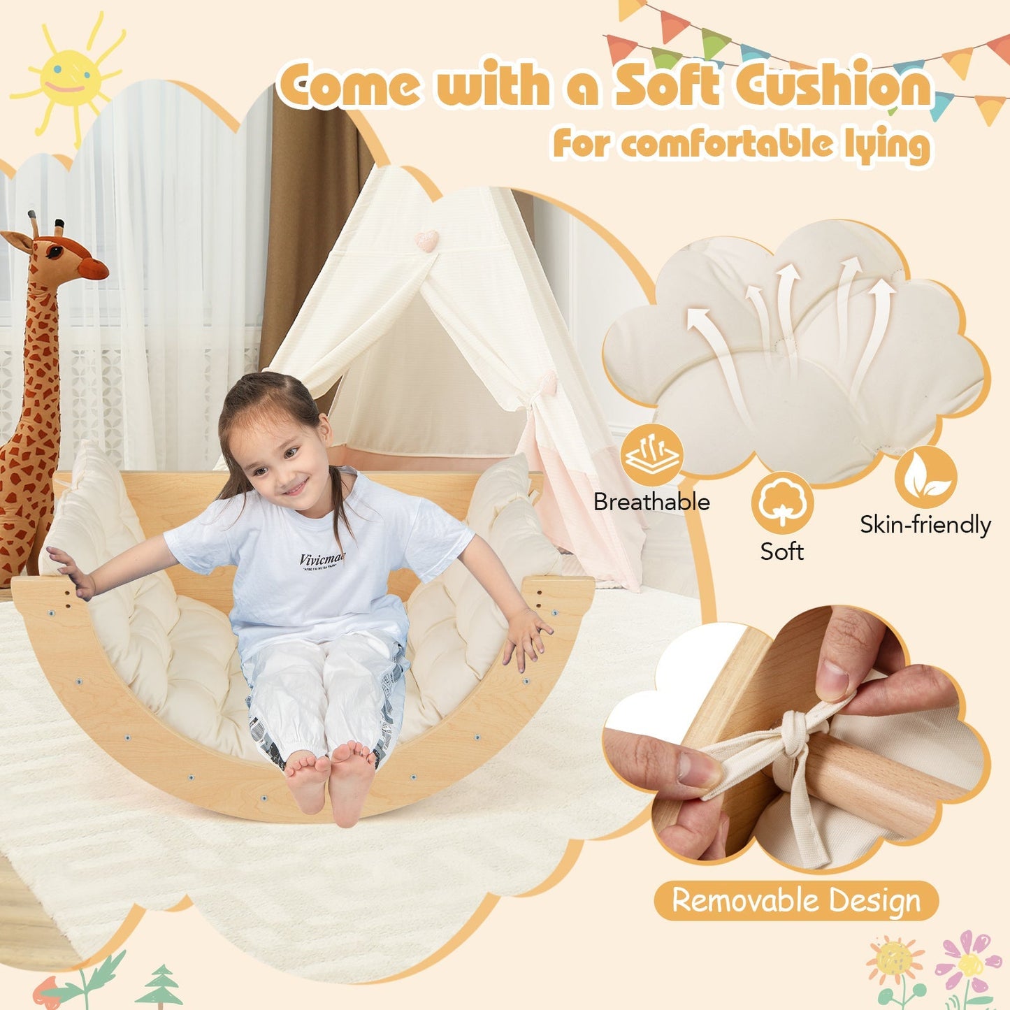 Montessori Climbing Arch & Rocker with Cushion – BrightSprig
