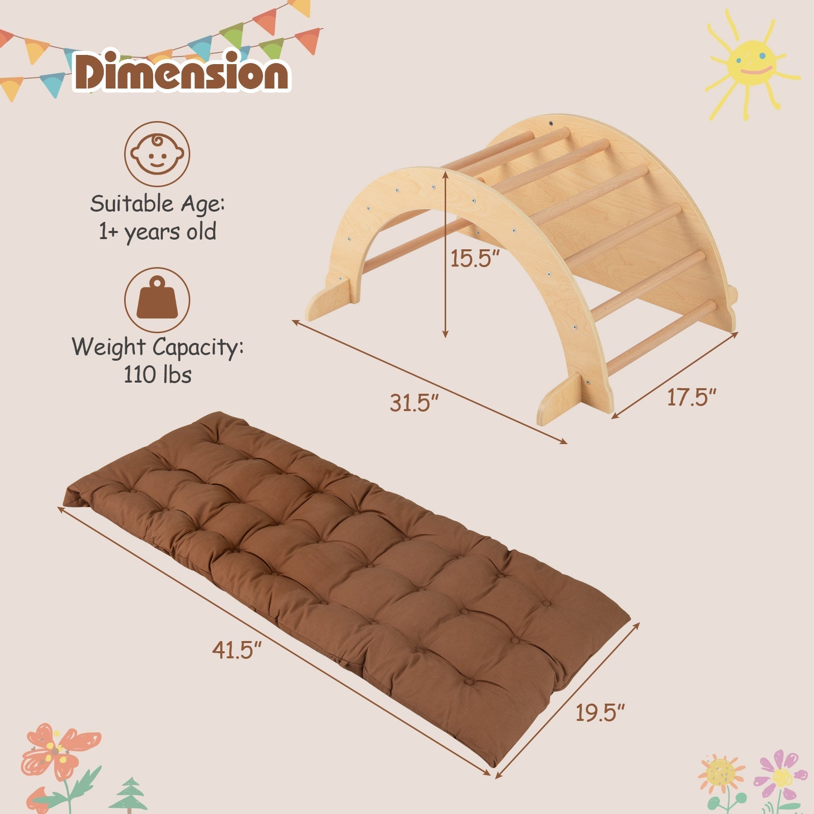 Montessori Climbing Arch & Rocker with Cushion – BrightSprig