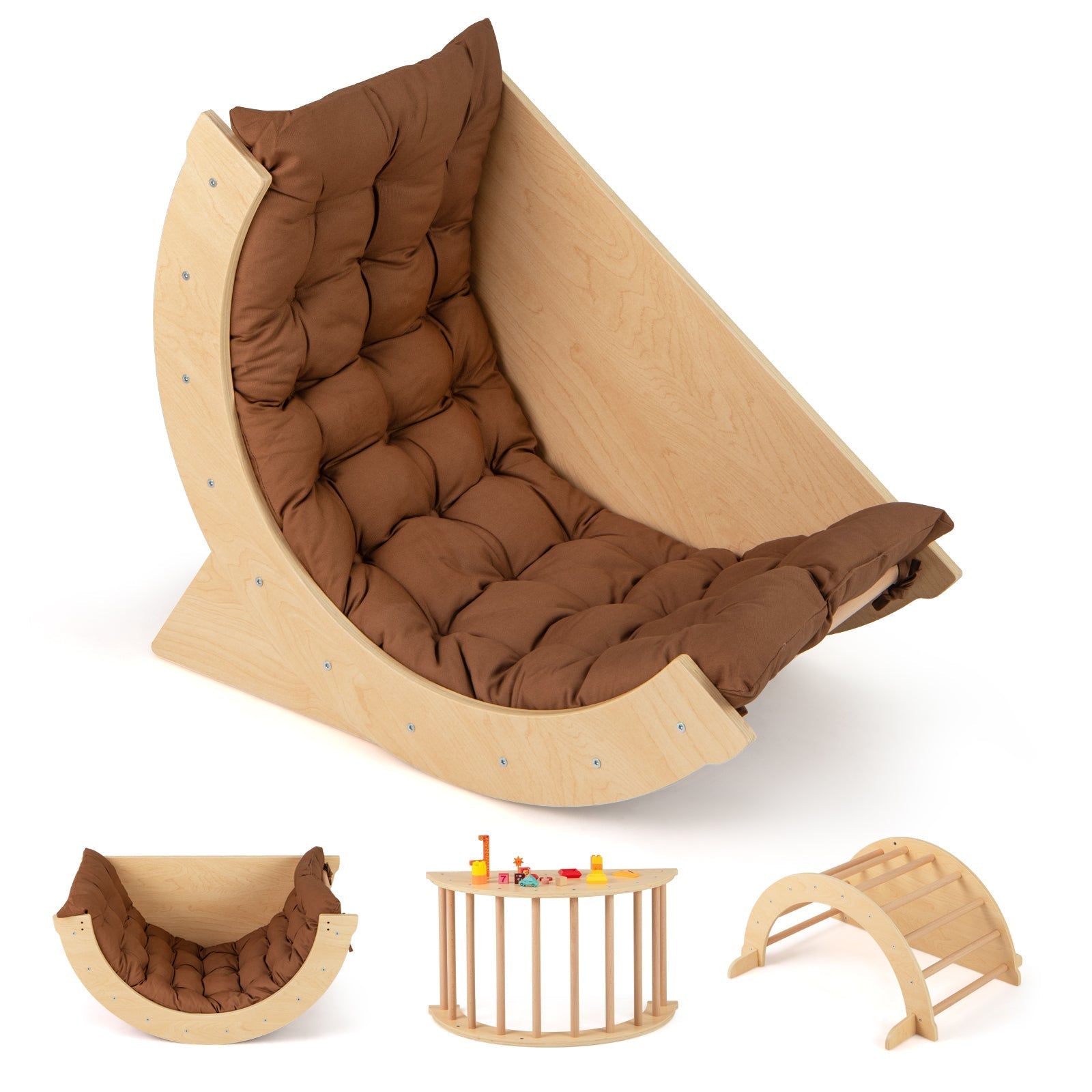 Montessori Climbing Arch & Rocker with Cushion – BrightSprig