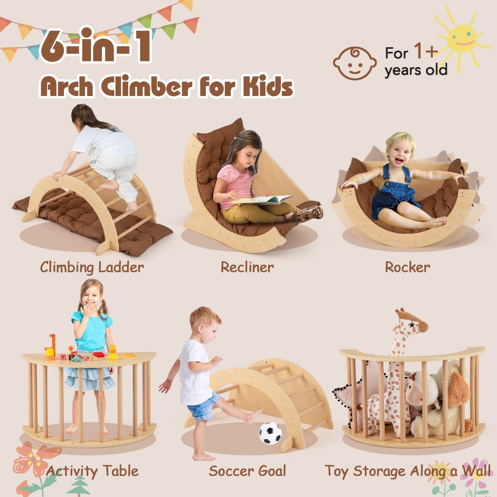 Montessori Climbing Arch & Rocker with Cushion – BrightSprig