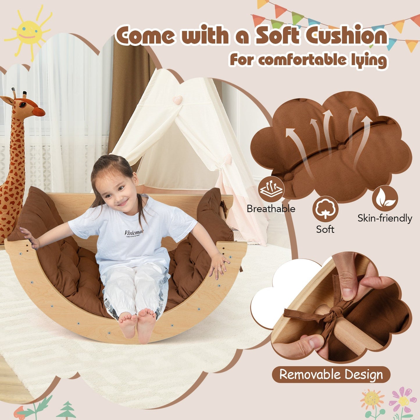 Montessori Climbing Arch & Rocker with Cushion – BrightSprig