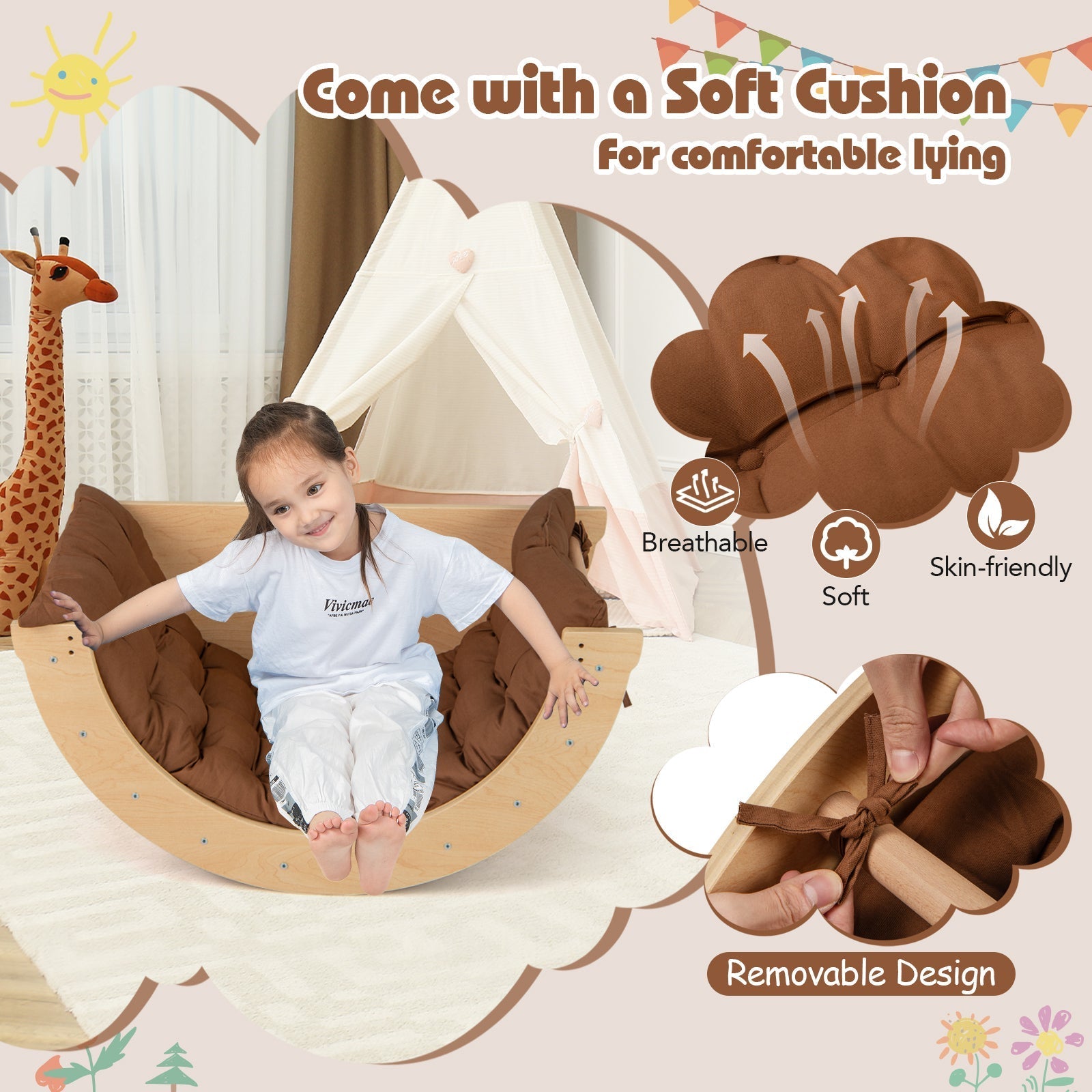 Montessori Climbing Arch & Rocker with Cushion – BrightSprig