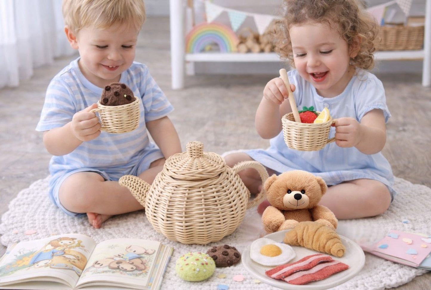 Lullaby Rattan Wicker Tea Party Play Set – BrightSprig