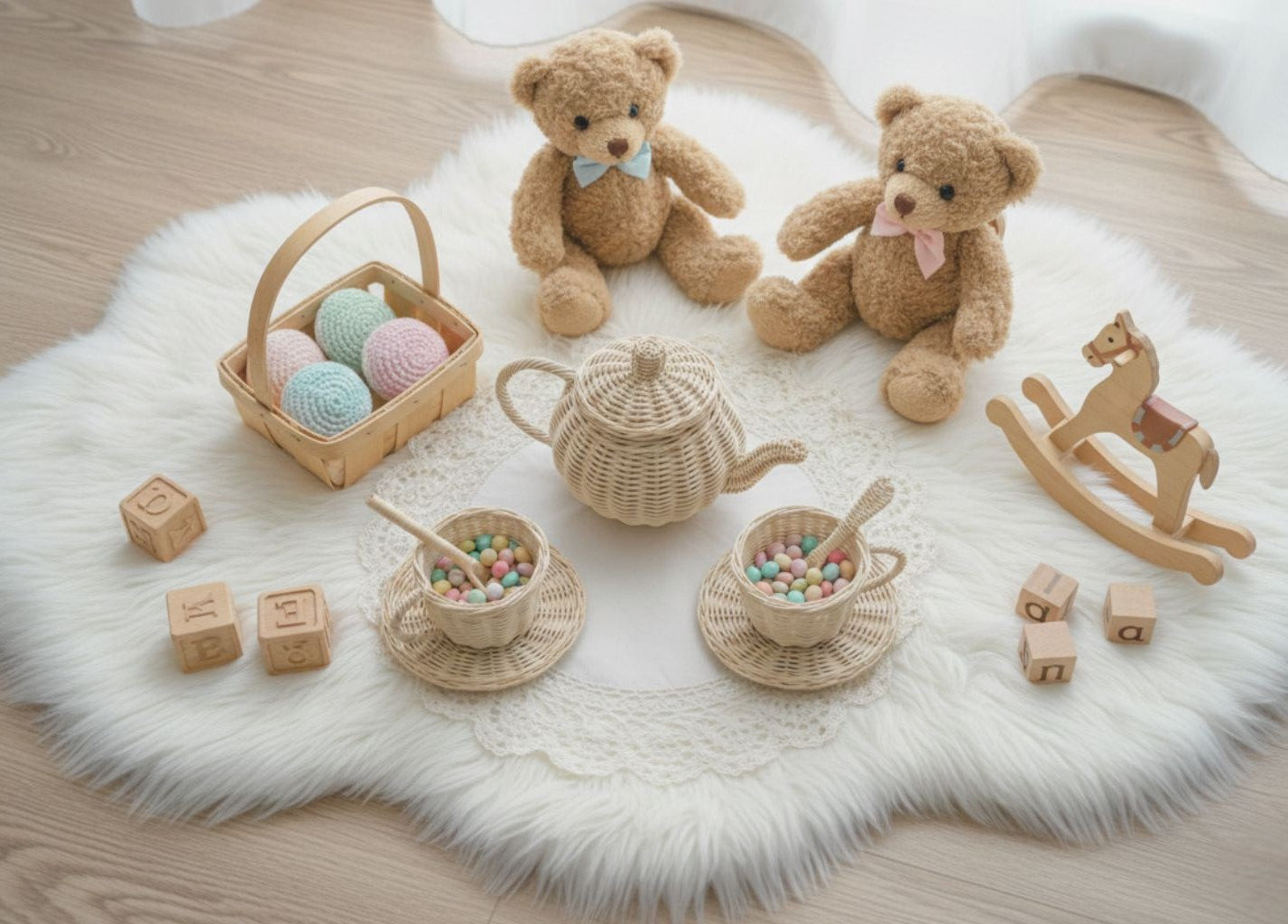 Lullaby Rattan Wicker Tea Party Play Set – BrightSprig